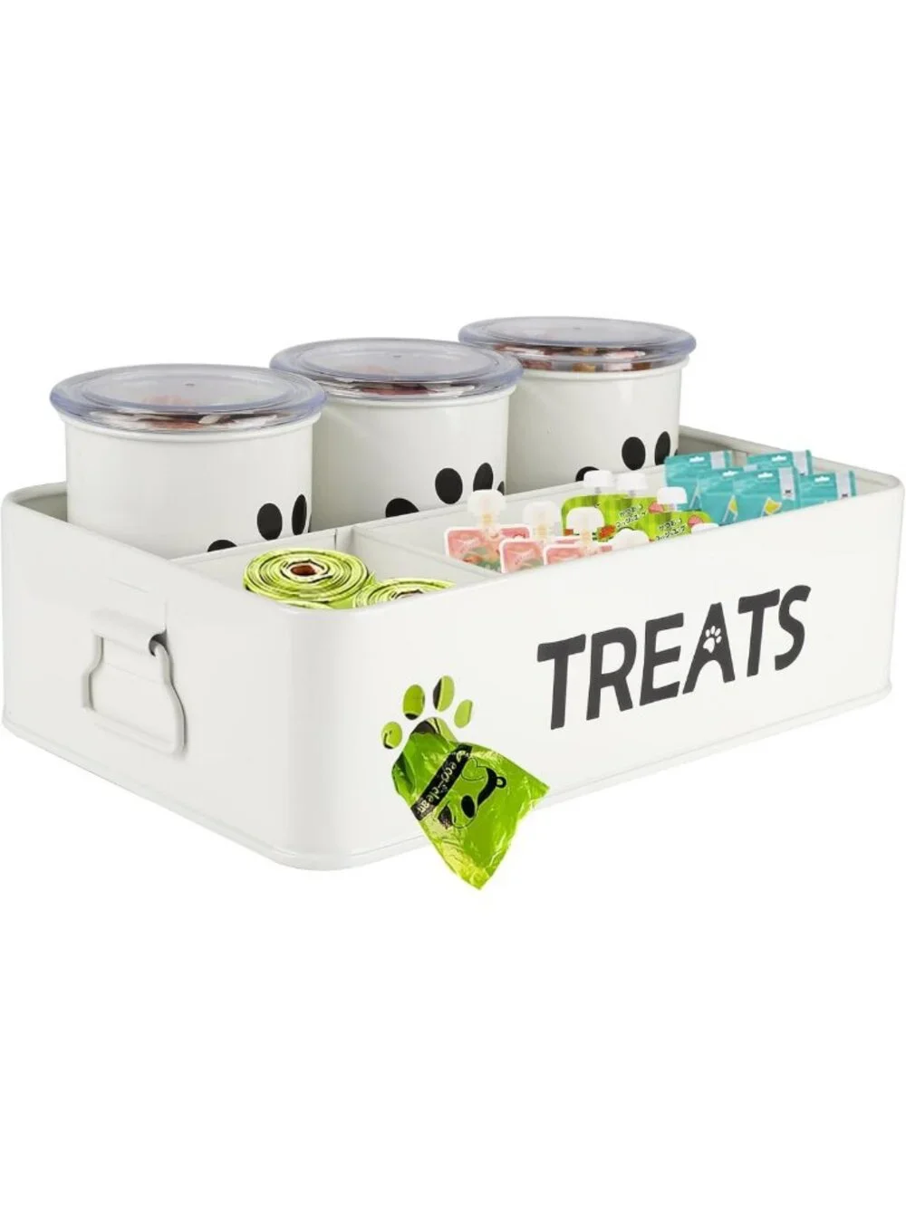 Airtight Dog Treat Canister Set of 3 - Metal Pet Treat Jars for Countertop